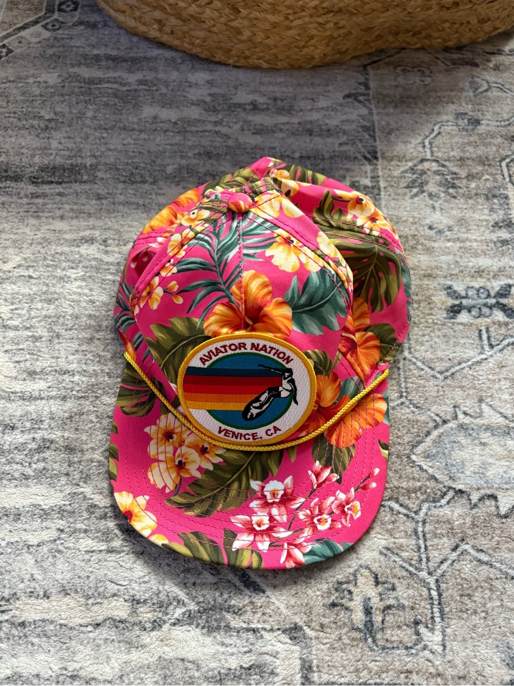 Aviator nation pink floral Aspen Vintage Safari Twill Low Rise Trucker Hat